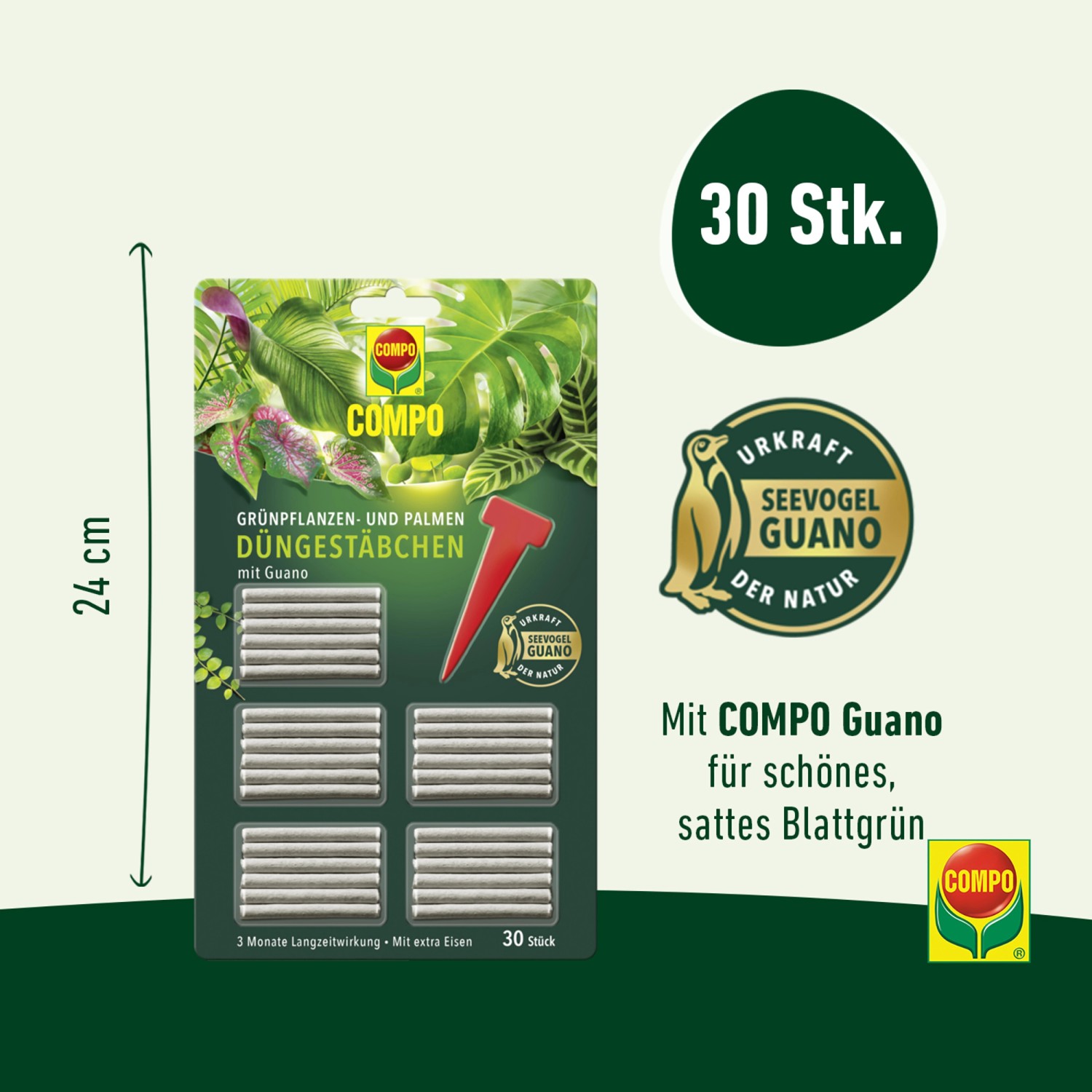 Compo Düngestäbchen für Grünpflanzen und Palmen mit Guano 30 Stäbchen_5