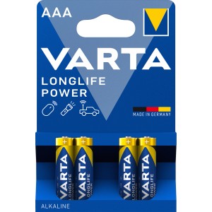 Varta Longlife Power AAA Batterien, 4er-Pack. Micro-Batterien für Geräte mit hohem Energiebedarf.