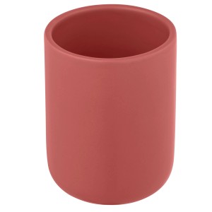 Roter Allstar Zahnputzbecher Olinda aus Keramik, konische Form, matt, Ø 7,6 x 10 cm.