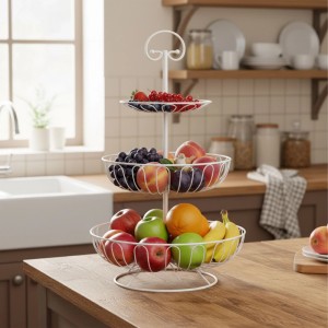 Relaxdays Obst Etagere Eisen Weiß 3 Etagen 47 cm x 30 cm 0,8 kg