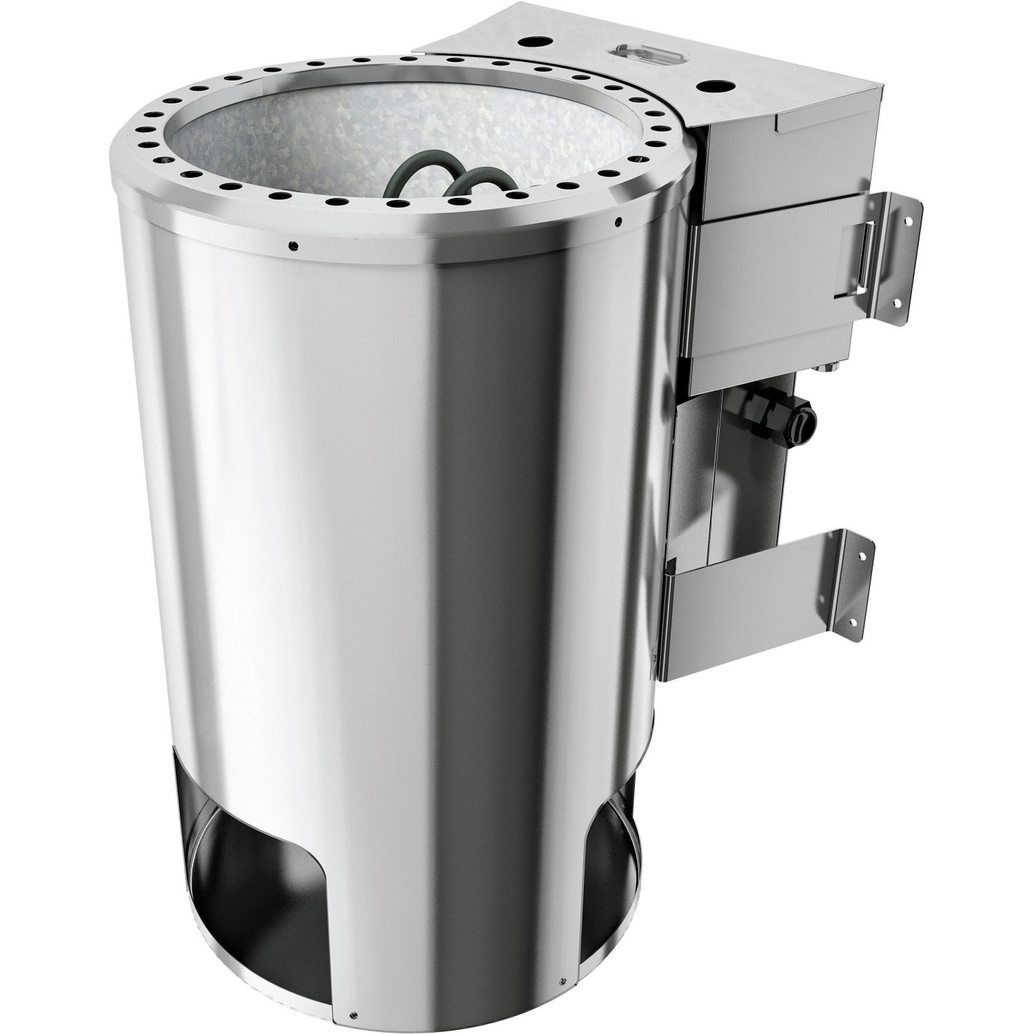 Karibu Sauna Bio-Ofen Dilja mit externer Steuerung Easy, silberner Saunaofen für Massivholzsaunen & Elementsaunen.