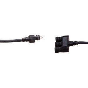 Heissner Verlängerungskabel Smart Light, 10m, für Teichbeleuchtung. Schwarzes Kabel mit Stecker und 3-fach Verteiler.