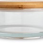 Ooni Stapelgefäß-Set: Transparente Glasschale mit Bambusdeckel für Grillutensilien.