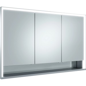 Keuco Royal Lumos Spiegelschrank, silber-eloxiert, 73,5 cm breit, mit integrierter Beleuchtung.