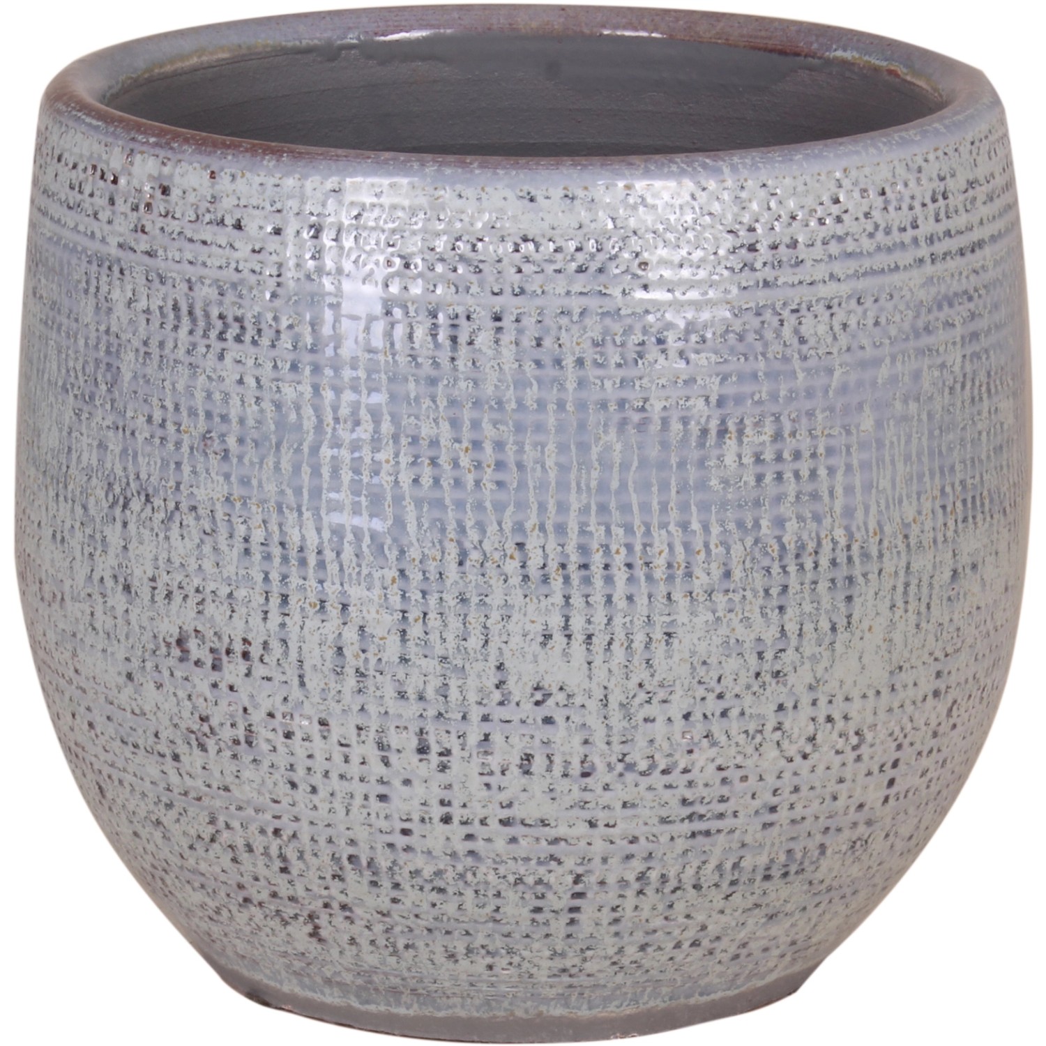 Türkisfarbener Keramik-Übertopf Roleto, Ø 24 cm, für den Innenbereich.