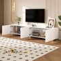 okwish TV-Schrank Lowboard mit Bogenrelief 4 Türen Metallfüße Wohnzimmer 180x35x40cm Weiß_3