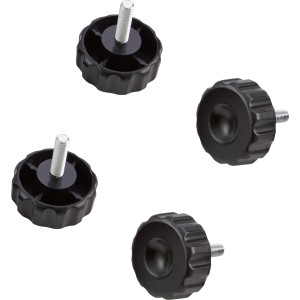 4er Set Fußkappen Ø 50 mm für Hollywoodschaukel Jerona, aus schwarzem Kunststoff mit Schraube.