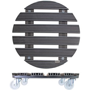 Wagner WPC Pflanzenroller GH 0565, Ø 50 cm, anthrazit, mit Rollen. Rolluntersetzer aus WPC.