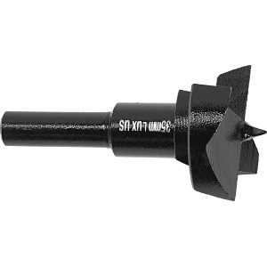 Schwarzer LUX Scharnierlochbohrer Comfort, 35 mm Durchmesser, für saubere Bohrungen in Holz.