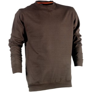 Herock Sweater Vidar Braun, Größe M. Arbeitskleidung mit Rundhalsausschnitt und Rippstrickdetails.