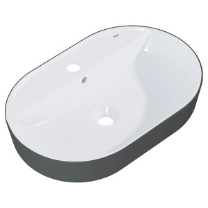 Roca Aufsatzwaschbecken Domus Oval 55 cm Anthrazit Matt - Weiß Hochglanz