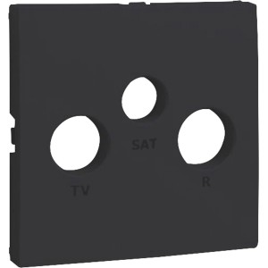 Schwarze E2 Elektro Abdeckung für TV, RF und SAT Antennendosen der Serie Logus.