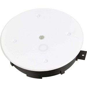 Imputz-Abzweigdose für Stegleitungen, 18 mm, mit weißem Deckel und schwarzem Gehäuse.