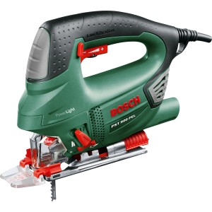 Bosch Stichsäge PST 900 PEL (620 W) in Grün und Schwarz, seitliche Ansicht.