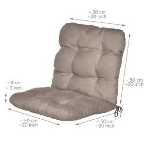 Taupe Beautissu Niedriglehner Auflage Flair NL, 100x50x8cm, mit stilvollen Heftungen und Befestigungsschnüren.