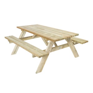 Axi Picknicktisch Julie aus Holz, naturfarben, 177x154cm, für Garten & Terrasse.