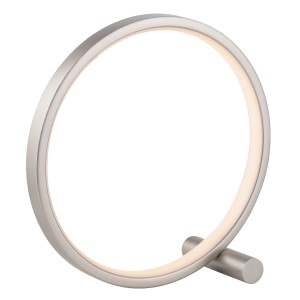 Moderne LED-Tischleuchte Mini Ritus in Silber mit ringförmigem Design für Wohnräume.