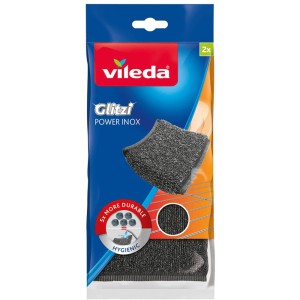 Vileda Glitzi Power Inox Reinigungsschwamm 2er-Pack für hartnäckige Verschmutzungen.