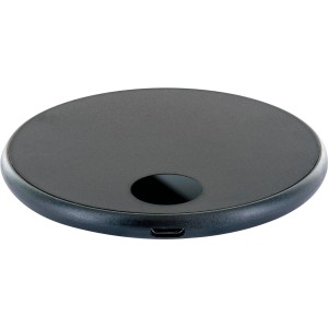 Schwaiger Wireless Ladeplatte Qi, runde, schwarze Ladestation für kabelloses Laden von Smartphones.