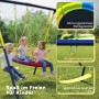 Lachende Kinder auf AIYAPLAY Schaukelgestell aus Stahl mit Nestschaukel & klassischer Schaukel im Garten. Robust, wetterfest, pulverbeschichtet.