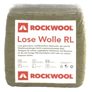 Rockwool Lose Stopfwolle 30l im Sack, Mineralfaser Dämmstoff für schwer zugängliche Stellen.