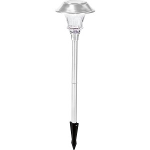 LED-Solarspieß aus Edelstahl, ca. 59 cm hoch, für Gartenwege und Terrassen.
