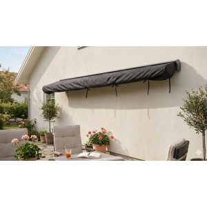 Jet-Line Abdeckplane Gelenkarmmarkise 4 m Schwarz Nylon Wetterfest UV Schutz