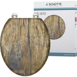 Schütte MDF WC-Sitz Solid Wood mit Holzoptik und Chrom-Scharnieren.