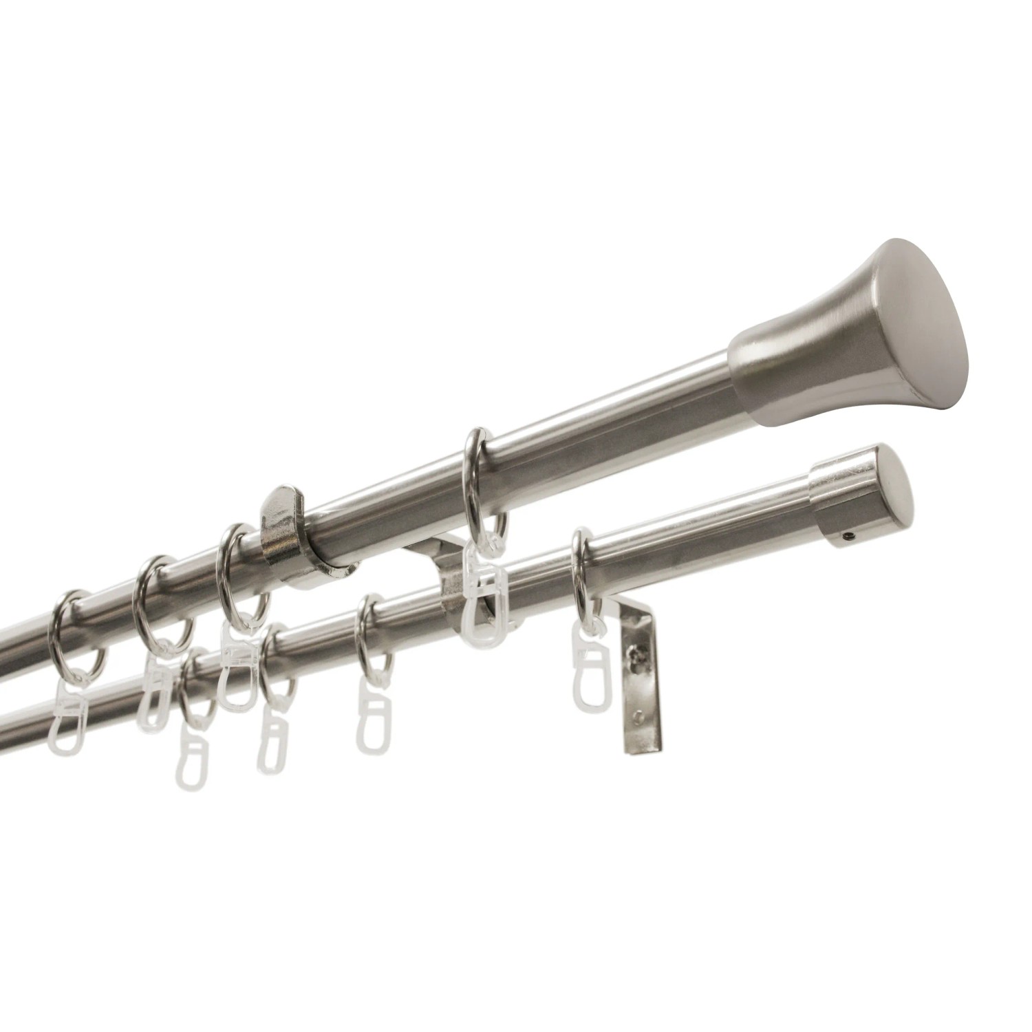 Gardinia Gardinenstangen-Set Konus, 2-läufig, Metall, mit Ringen und Trägern.