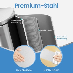 Songmics Mülleimer Plushic mit Fußpedal 50 l Silber