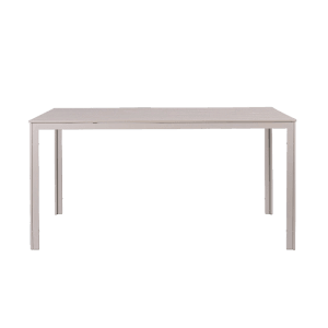 Moderner Gartentisch SARITA mit Holzoptik-Tischplatte und Stahlgestell.