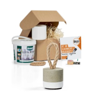 CREATE! by OBI DIY Türstopper Set mit Beton, Seil, Gummimatte und Zubehör in geöffneter Box.