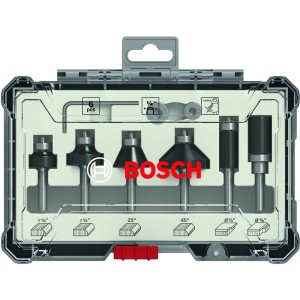 Bosch Rand- und Kantenfräser Set, 6-teilig, 6 mm Schaft, in Aufbewahrungsbox.