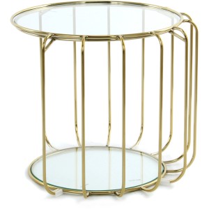 Kayoom Beistelltisch Shirley Gold mit Glasablagen, Ø 40 cm.
