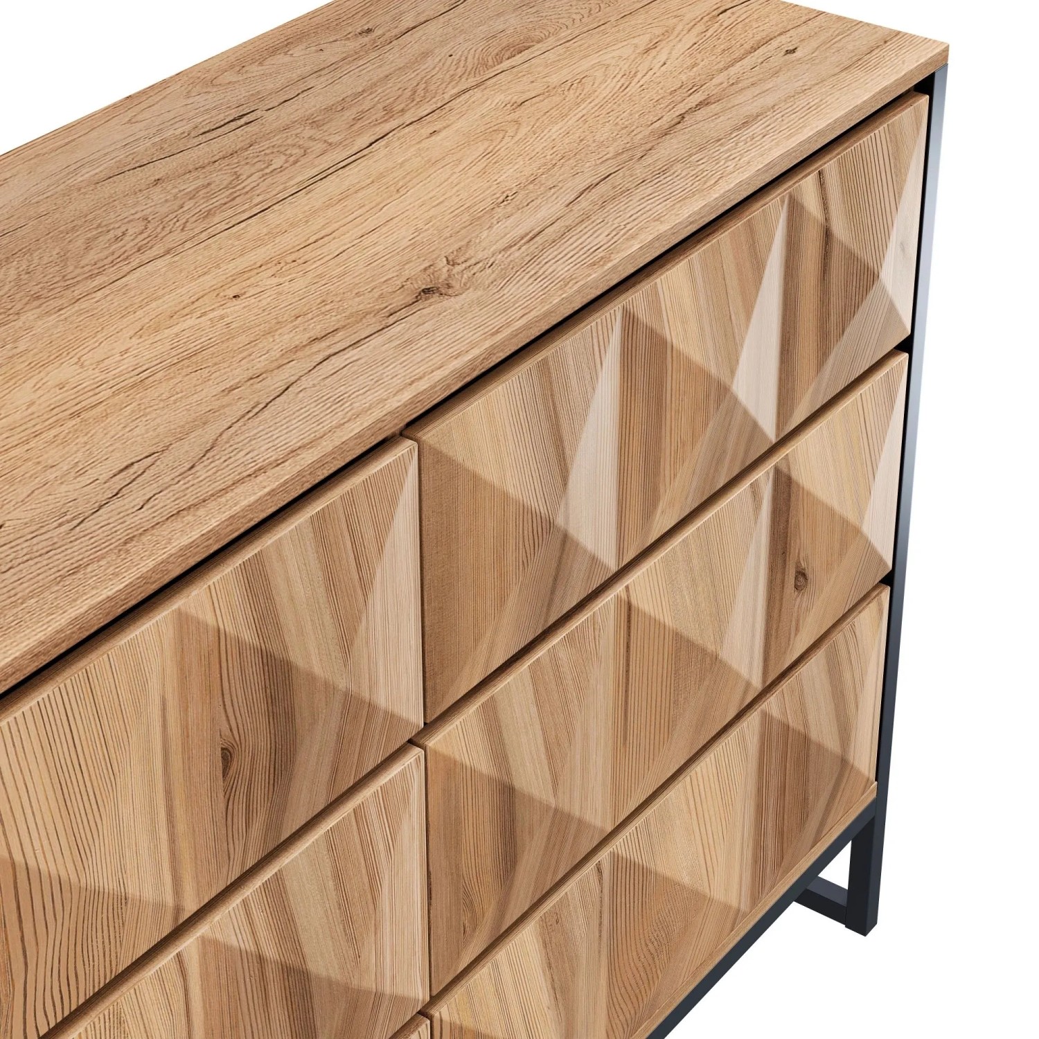 okwish Sideboard mit Metallbeinen Erhöhten Türen Wohnzimmer 120x40x80cm Schwarz Natur_10