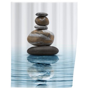 Wenko Duschvorhang Meditation mit Steinmotiv, 200x180 cm.
