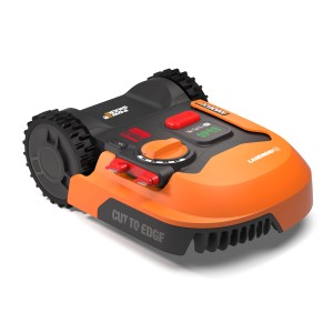 Worx Landroid S250 Mähroboter WR168E: Kompakter Rasenroboter in Orange und Schwarz.