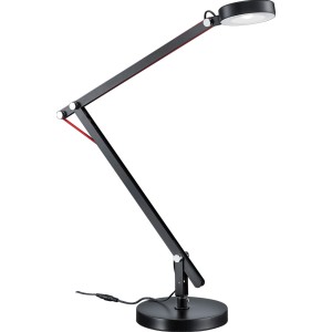 Schwarze Trio LED-Tischleuchte mit flexiblem Arm und runder Basis für Schreibtischbeleuchtung.