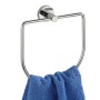 Wenko Handtuchring Elegance Chrom mit blauem Handtuch, flexibel und zur Wandmontage.