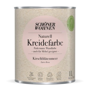 Schöner Wohnen Kreidefarbe Naturell Kirschblütenmeer, pudermatte Wandfarbe im 1L Gebinde.