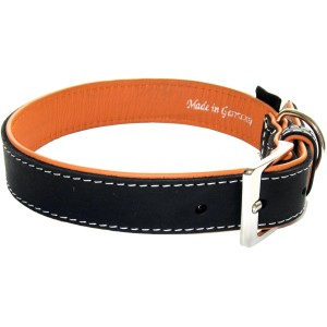 Schwarzes Heim Hundehalsband Florenz aus Leder, 25 mm breit und 40 cm lang.