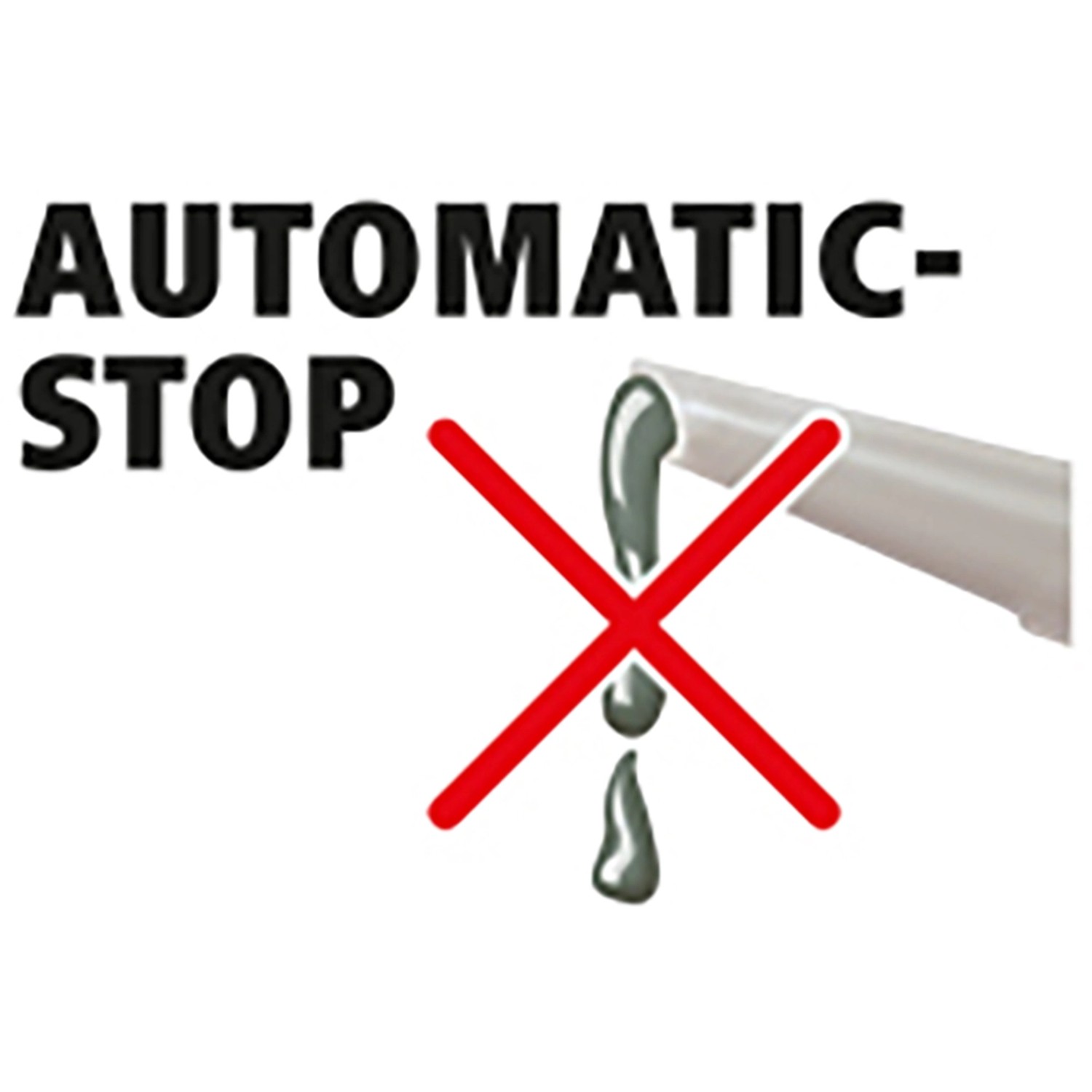 Symbol für Tropfstopp-Funktion der Kartuschenpresse im wolfcraft Montage-Set für Sockelleisten.