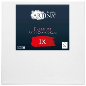 Artina Premium Keilrahmen, 40x40 cm, weiße Leinwand aus Baumwolle, ideal zum Malen.