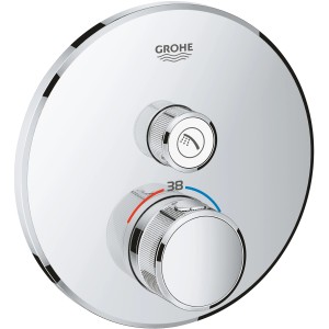 Grohe Grohtherm SmartControl Thermostat, Chrom, runde Form. Temperaturregler mit 38°C SafeStop.