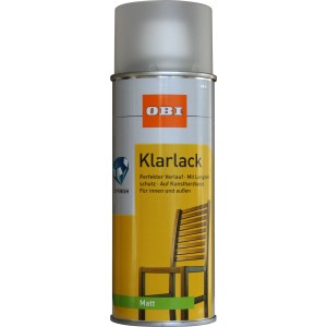 OBI Klarlack Spray, transparent matt, 400ml Dose für Holz, Metall, Stein u.a.