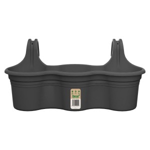 Anthrazitfarbener Florus Balkon-Hängetopf Mediterran Trio für Geländer bis 6 cm Breite.