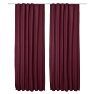 2 Bordeaux-farbene Beautissu Thermogardinen Amelie, 140x245 cm, mit Kräuselband für Fenstervorhänge.