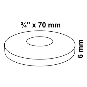 Verchromte Hahnrosette, 26,4 mm (3/4 Zoll), 70 mm Durchmesser, 6 mm hoch, zur Abdeckung von Wandanschlüssen.