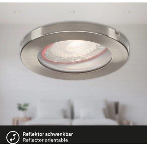 Briloner LED-Einbaustrahler 3er-Set, Nickel matt, IP65, schwenkbar für Innenräume.