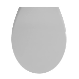 Wenko WC-Sitz Samos Easy Close aus grauem Duroplast, ovale Form.
